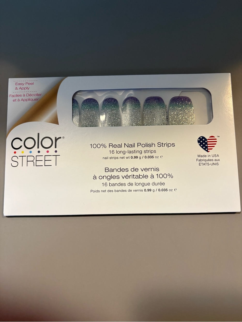 Color Street Glitter Ombre Nail Strips — Purple to Silver Sparkle